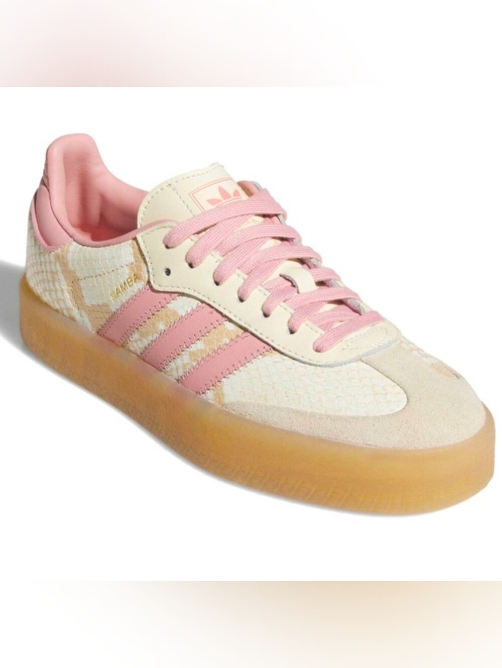 Adidas Sambae Snakeskin Cream White Wonder Mauve Woman Size 6.5